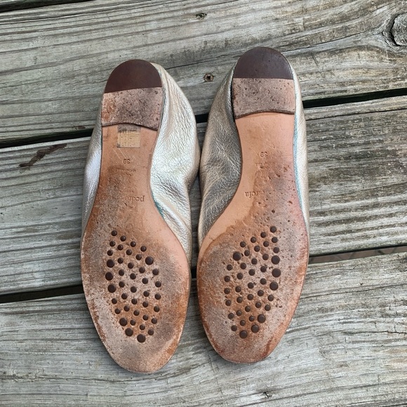 Pedro Garcia gold ballet flats almundena gym slipper pebble leather sz 39 US 9 - Picture 4 of 8